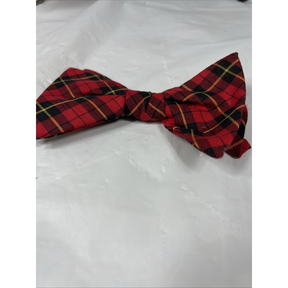 Vintage Royal Rust Resistant Clip on Bow Tie Bowtie 1960s 1970's Red Plaid - Picture 4 of 10